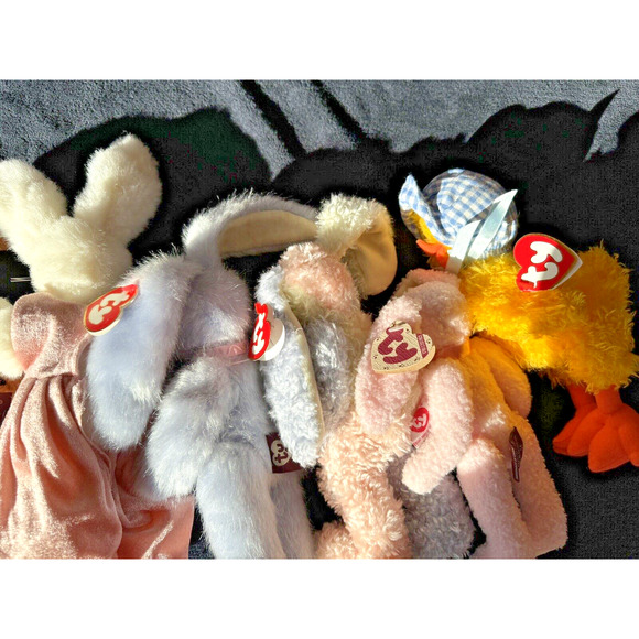 Vintage ty Attic Treasures Jointed Beanie Bunny Rabbit Easter Plush Lot 6 READ - Picture 8 of 8